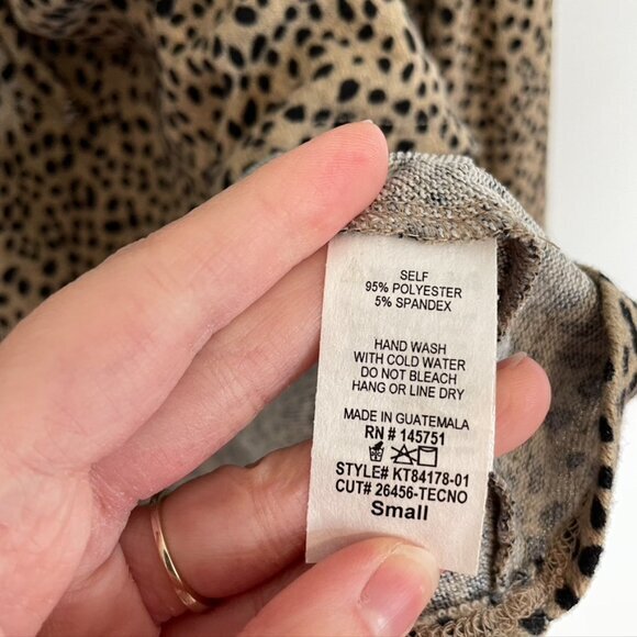 NEW NWT PEACH LOVE CALIFORNIA Tan Brown Black Dotted Long Bell Sleeve Blouse S - Picture 7 of 14